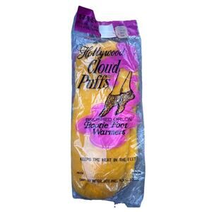 Vtg. Hollywood Cloud Puffs Ankle Bootie Socks Orlon Nylon Sz 9-11 Yellow Footies